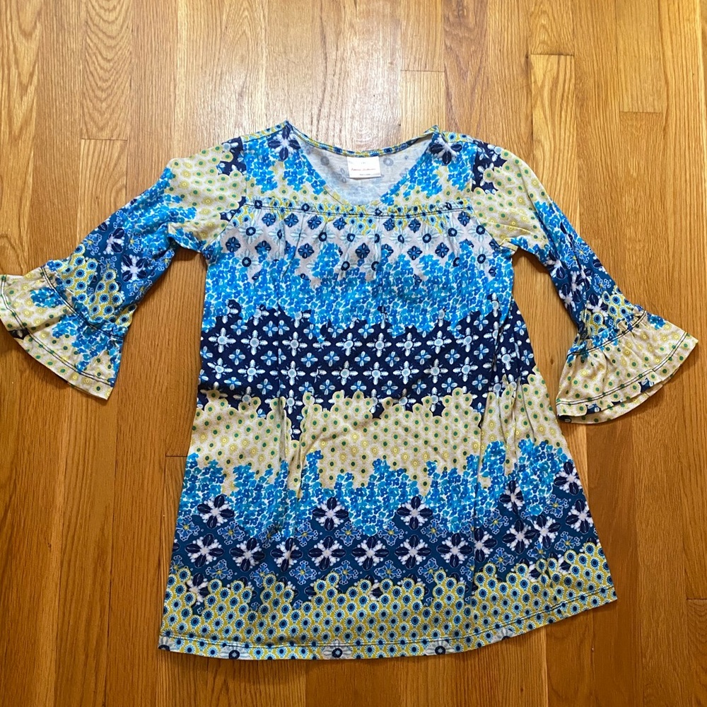 Hanna Andersson Printed Cotton Dress Bell Sleeves